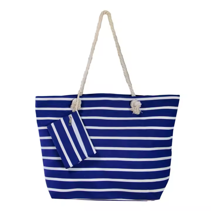SUN & SURF Bolsa Playa Gran Capacidad con Cremallera 60x40x20cm y monedero a conjunto. Capazo Playa Verano. Asas Cuerda de Hombro. Bolsillos Interiores Cremallera - 1