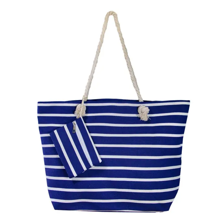 SUN & SURF Bolsa Playa Gran Capacidad con Cremallera 60x40x20cm y monedero a conjunto. Capazo Playa Verano. Asas Cuerda de Hombro. Bolsillos Interiores Cremallera - 1