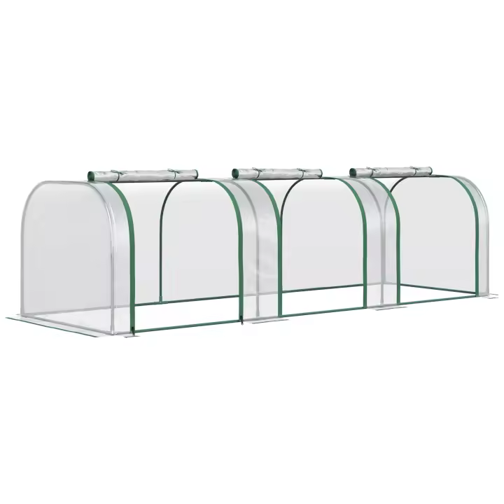 Outsunny Mini Invernadero 295x100x80 cm para Jardín Terraza Cultivo de Plantas Semilla Invernadero de Jardín Vivero Casero tipo Túnel Marco Acero y Plástico - 1