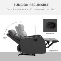 HOMCOM Sillón Relax con Reclinación Manual hasta 160°con Reposapiés Retráctil Esponja de Densidad Tapizado en PU 65x89x100cm - details 4