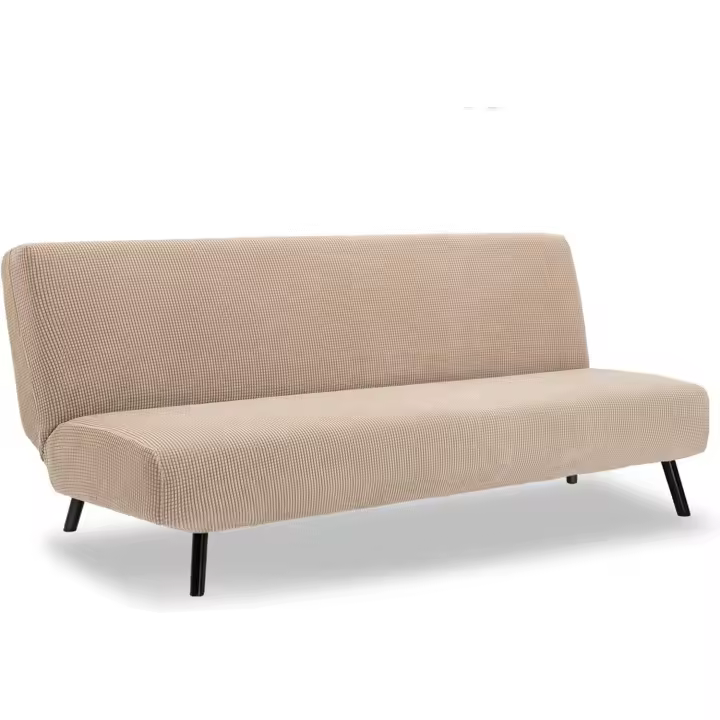 Funda Sofa Cama Sin Brazos Elástica, Fundas de Clic Clac 3 Plazas Sofa Cama Plegable Protector Ajustables Antideslizante Universal para Dormitorio y salón (Arena) - 1