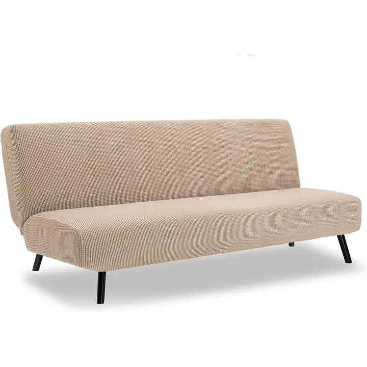 Funda Sofa Cama Sin Brazos Elástica, Fundas de Clic Clac 3 Plazas Sofa Cama Plegable Protector Ajustables Antideslizante Universal para Dormitorio y salón (Arena) - 1