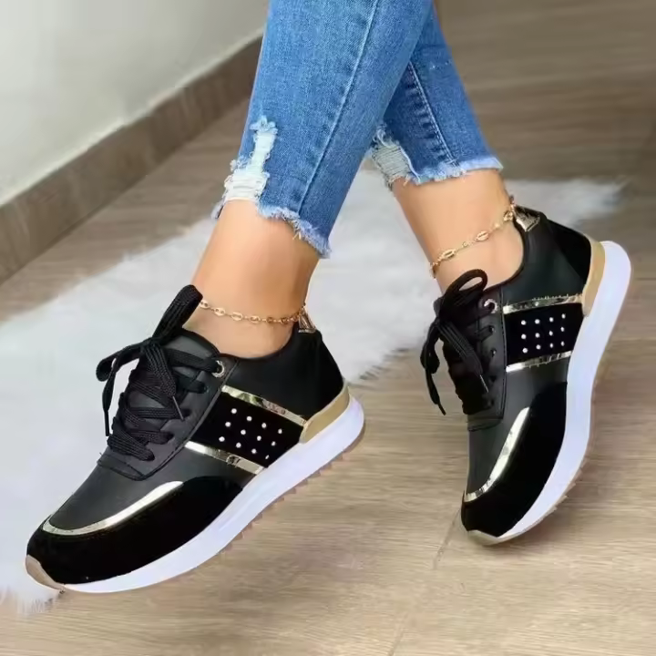 Zapatillas De Plataforma Para Mujer 2024 Cuero Patchwork Casual Deportivas Zapatos De Salida Vulcanizados Zapatillas Mujer - 1