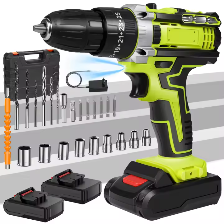 28V Cordless Electric Screwdriver Hand Drill Impact Drill  Battery Rechargeable With 2 Battery Electric Tools - 1