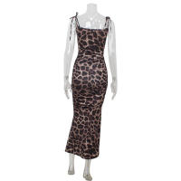 Vestido De Mujer Verano 2025 Con Estampado De Leopardo Y Azoque Elegante Y Retro De Cintura Ajustada Y Abertura En La Pierna - details 5