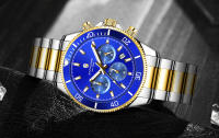 Reloj De Hombre SAPPHERO En Acero Inoxidable Dorado Con Cronógrafo Y Calendario Resistente Al Agua Pantalla Analógica-Digital Estilo Casual - details 8