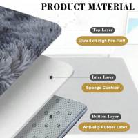 Alfombra Gris Para Sala De Estar Plush Suave Tapete Antideslizante Para Dormitorio Y Niños Decoración De Hogar Moderna Machine Made Rectangular - details 7