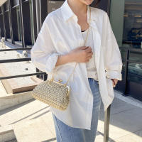 Bolso De Noche Elegante Para Mujer Con Cadena Dorada Bolso De Mano Tejido Manual Para Fiesta Banquete Clutch De Hombro Cruzado - details 22