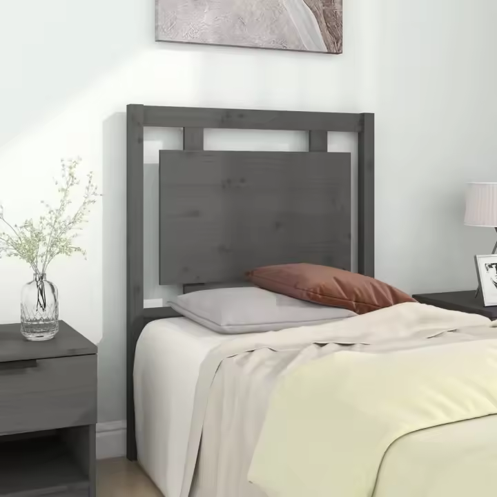 vidaXL Cabecero de cama madera maciza de pino gris 80,5x4x100 cm - 1