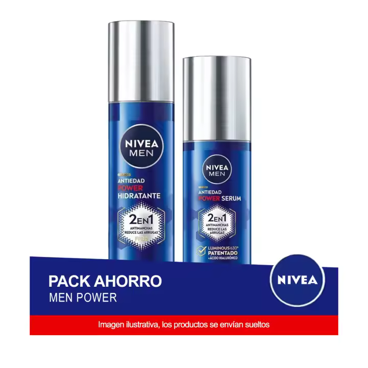 NIVEA MEN POWER Pack ahorro - Contiene Crema hidratante y Sérum - 1