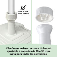 Base de Sombrilla XXL 45x45x14 cm, Rellenable hasta 25 kg - Rosca Universal Ajustable 18-38mm, Plástico Resistente UV, Ideal para Playa/Jardín/Piscina, Estabilidad en Vientos Fuertes, Asa Ergonómica Incluida - details 4