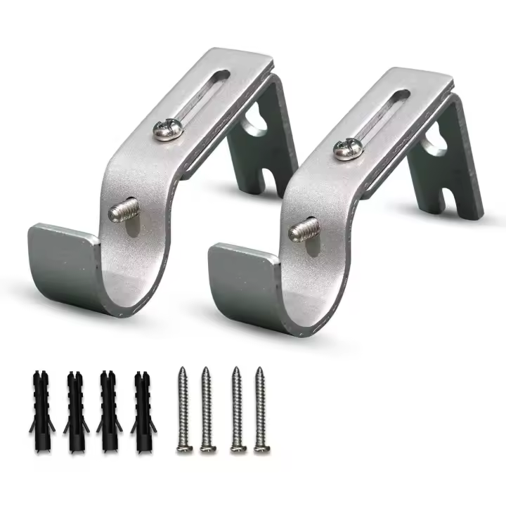 Soportes para Barra de Cortina, 2 piezas with longitudinal adjustable de 9 to 12 cm, juego de soportes de Barra de Cortina de metal with tornillos para postes, Barra de pared, resistentes y resistentes al óxido - 1