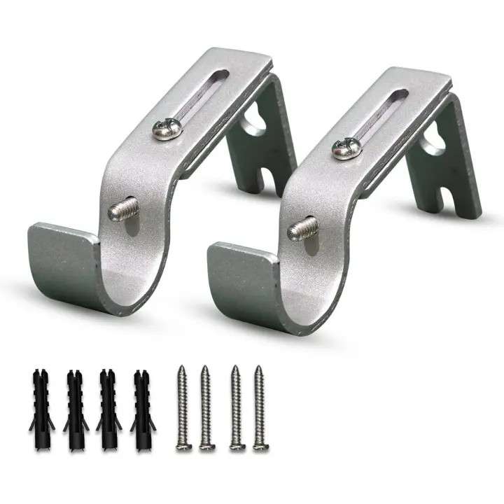Soportes para Barra de Cortina, 2 piezas with longitudinal adjustable de 9 to 12 cm, juego de soportes de Barra de Cortina de metal with tornillos para postes, Barra de pared, resistentes y resistentes al óxido - 1