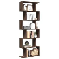 vidaXL Librería divisor 6 niveles madera ingeniería 70x24x193cm en color Blanco/Roble Sonoma/Marrón roble y más - details 2