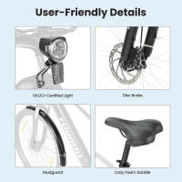 Eleglide Bicicleta electrica Touroll J1 ST, Bicicleta de montaña Adulto,Bicicleta montaña de, e Bike batería 36V 15.6Ah, Kilometraje 100KM transmisión - Shimano de 7 velocidades y freno de disco - details 12