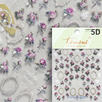 Pegatinas De Uñas 5D Retro Doradas Con Diseño De Encaje Rosa Blanca Y Florales Adhesivas Autocollantes Para Decoración De Uñas - details 4