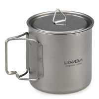 Lixada Juego De Cocina Ultraligero De Titanio 300ml/350ml/420ml/550ml/650ml/750ml Con Cuchara Plegable Para Camping Incluye Vaso Y Comedor - details 15