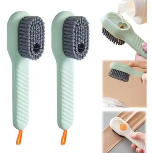 Cepillo de limpieza multifunción 2 en 1, cepillo para zapatos y cepillo para ropa para limpiar, cepillo de limpieza de zapatos de cerdas suaves para el hogar, herramienta de limpieza de cepillo de fregado premium para limpiar ropa (A-Green) - 1
