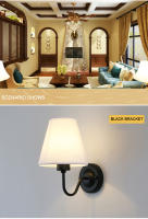 Lámpara De Pared LED E27 Moderna Y Nórdica Con Telas Retro Para Iluminación Interior De Hogar Hotel Dormitorio Y Sala De Estar - details 6