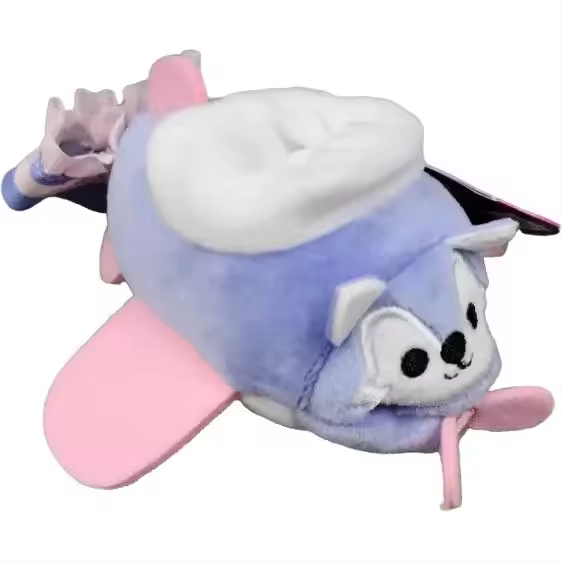 JAZWUARES - Peluche Mini Vehículo Modelo Perro Morado - Diseño multicolor - Peluche muy suave - Aprieta a tus mejores amigos de peluche Mini Squishmallow en sus llamativos vehículos - Mayores de 3 años - 1