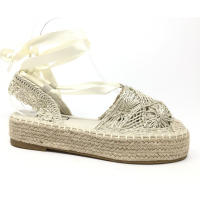 Alpargata Mujer - Beige con Suela de Esparto - Plataforma Plana - Primavera Verano 2024 - Cordones en Tobillo - details 0