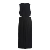 Vestido Elegante De Verano Para Mujer Con Cintura Acolchada Vestido Largo De Fiesta Sin Mangas Slim Fit Hollowed out O-Neck Polyester - details 2