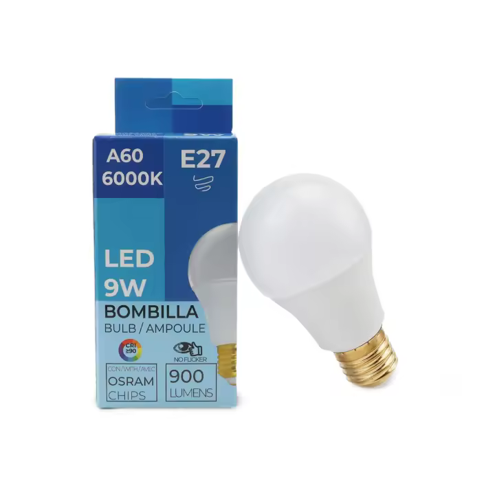 ALPINALUZ Bombilla LED OSRAM Chips LED E27 A60 9W CRI>90 900 Lumens Eyeconfort No Parpadeo - 1