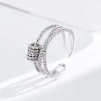 Anillo de encirita giratoria de Plata S925, Anillo Abierto personalizado para Mujer, joyería de moda de descompresión de estilo dulce y fresco - details 1