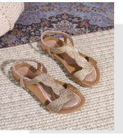 Nuevos zapatos de playa de alta gama de verano, ligeros, de lujo, a la moda, con diamantes de imitación, zapatos casuales para mujer, sandalias planas con banda elástica y punta con clip - details 37