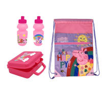 Saco Peppa Pig 30*40CM, con botella de plástico, rosa, automático, con cuerda + rosa, sandwichera, para llevar，para ninas, - details 1