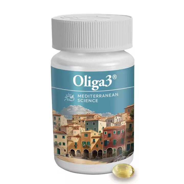 OLIGA3® Omega-3 y Aceite de Oliva  Vitaminas D y E  Poder Mental y Salud Cardiovascular  Dieta Mediterránea en Cápsulas  200mg DHA, 40mg EPA  Efecto Antiinflamatorio Natural - 1
