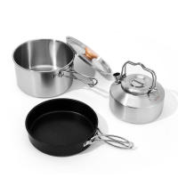 Juego De Cocina Al Aire Libre En Acero Inoxidable Para Camping Y Senderismo Kit De Comedor Portátil Con Sartén Fregadero Y Kettle Para 3-5 Personas - details 9