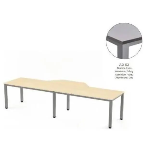 MESA EN FORMA DE L EXECUTIVE DE ROCADA 320x120x80 COLOR ALUMINIO/GRIS - 1