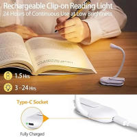 Luz De Lectura Mini LED Recargable De 3 Colores Lámpara Portátil Con Clip Iluminación Nocturna Ajustable Marcador Luz - details 11