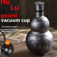 Botella De Agua Portátil Wukong Gourd 500ml Acero Inoxidable 304 Taza Aislada Negra Decoración De Juego De Rol - details 1