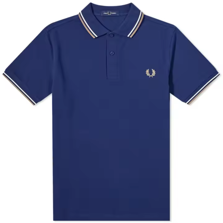 Fred Perry Slim Fit Twin Tipped Polo French Navy / Ecru / Warm Stone - 1