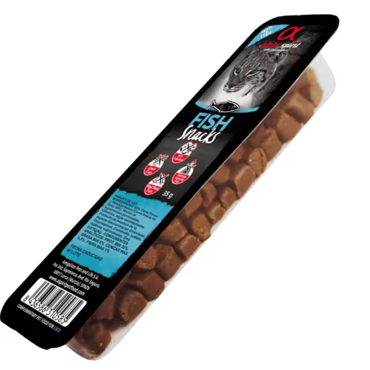 Alpha Spirit Snacks para Gato sabor Pescado – Pack 16x35 g | 100% Natural y Sin Cereales - 1