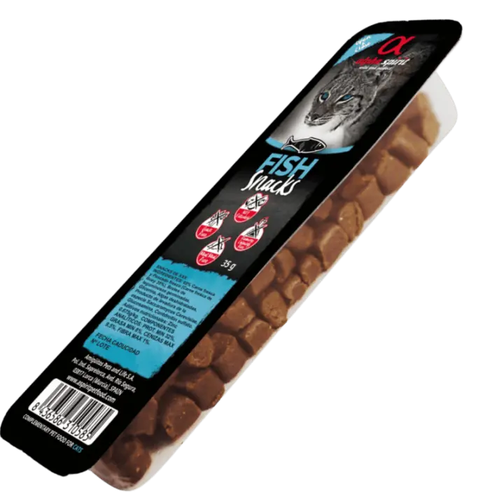 Alpha Spirit Snacks para Gato sabor Pescado – Pack 16x35 g | 100% Natural y Sin Cereales - 1