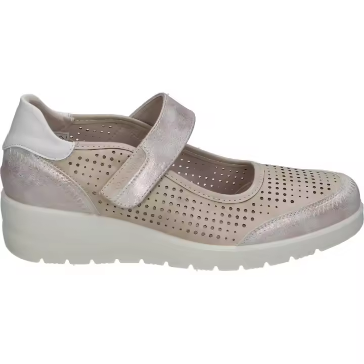 AMARPIES | Zapato con Cuña Amarpies para Mujer – Zapatos Casual en Color Platino – Zapatos con Velcro – Cuña Media y Cómoda – Memory Sponge – Versátiles – Fácil de Poner y Quitar – Modelo AST28312 - 1