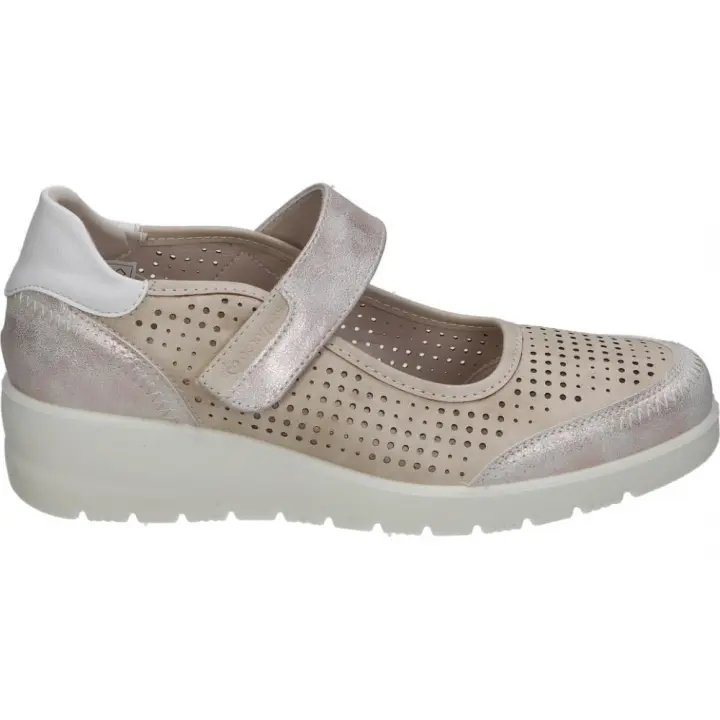 AMARPIES | Zapato con Cuña Amarpies para Mujer – Zapatos Casual en Color Platino – Zapatos con Velcro – Cuña Media y Cómoda – Memory Sponge – Versátiles – Fácil de Poner y Quitar – Modelo AST28312 - 1