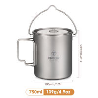 TOMSHOO Sartén De Camping De Titanio Ultraligera Con Tapa Y Mango Plegable Para Cocina Al Aire Libre Tamaños 0.75L/0.9L/1.1L/1.6L/2L/2.8L - details 16