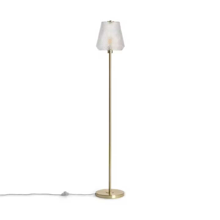 Ledkia Lámpara de Pie Metal y Cristal Stiklu Dorado - 1