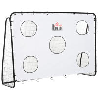 HOMCOM Portería de Fútbol Puerta de Fútbol con Soporte de Metal Lona de Precisión y Red para Entrenamiento de Fútbol en Jardín Aire Libre 240x88x174 cm Blanco - details 0