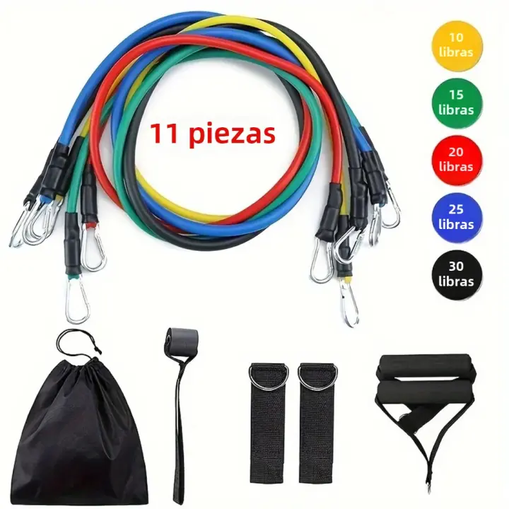 Set De 11 Piezas Bandas De Resistencia Para Ejercicio Elástico Equipo De Fitness Portátil Con Correa De Tobillo Expansor De Pecho - 1