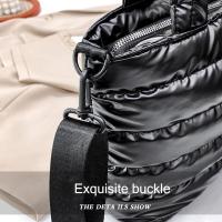 Bolso De Hombro De Nylon Puffer Para Mujer Invierno Bolso De Mano Chic Cuadrado Suave Cierre De Cremallera Estilo Versátil - details 5