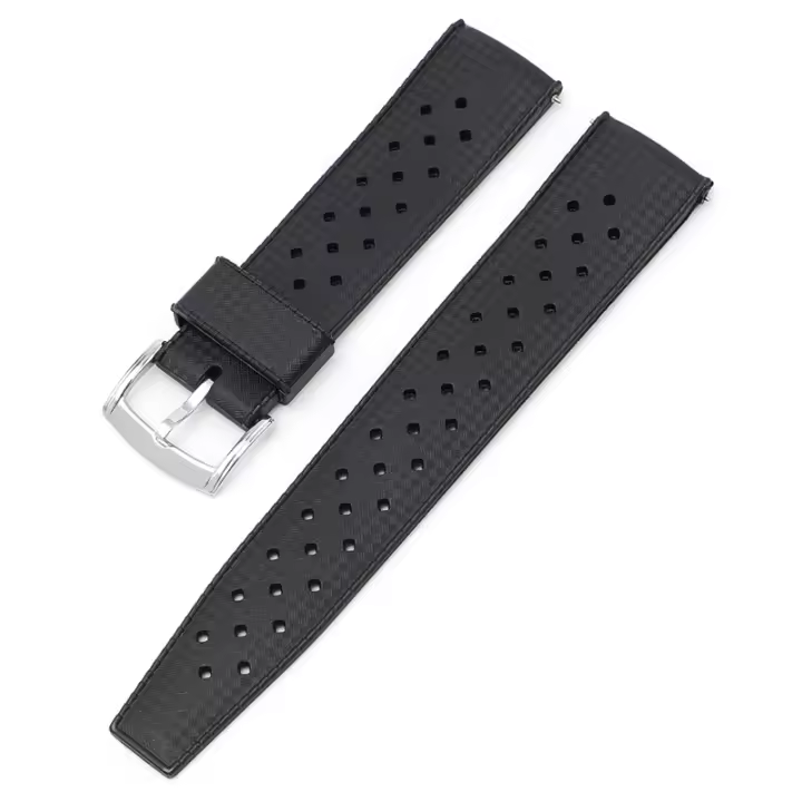 Correa de Reloj de Caucho FKM de Liberación rápido con fluorocarbono tropical, de 22mm, suave y transpired, de repuesto universal para hombre y Mujer, con tapa de Maple inoxidable. - 1