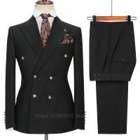 Traje Azul Oscuro Para Hombre Diseño De Moda Traje De Negocios Slim Fit Traje De Boda Traje De Tuxedo Doble Botón Para Fiesta - details 2