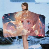 Toalla De Playa S-Sailor Girl M-Moon Microfibra Absorbente Secado Rápido Suave Para Yoga Natación Resort Montañismo Tamaño 76x182 Cm - details 6