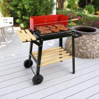 Barbacoa de Carbón con Ruedas. Ideal para Barbacoas al Aire Libre. Parrilla de Cocción Cromada, Barbacoa Portatil con Mango de Transporte, Estante de Almacenamiento y Brocheta de Metal con Mango. Para el Hogar, Hostelería, Picnic, Viajes - details 0