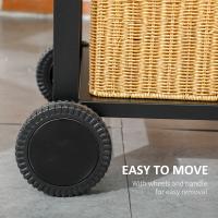 Parrilla de Carbón para Camping with Doble Superficie de Cocción, Rejas Laterales Flexibles, Carro con Estante y Asa Ergónica, Estructura Inxible en Madera de Arce Negro - details 2